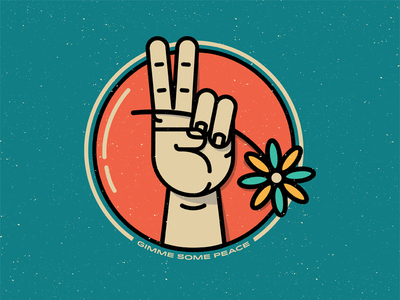 Gimme Some Peace adventure badge flower freedom hand hippie icon illustration logo love nature peace
