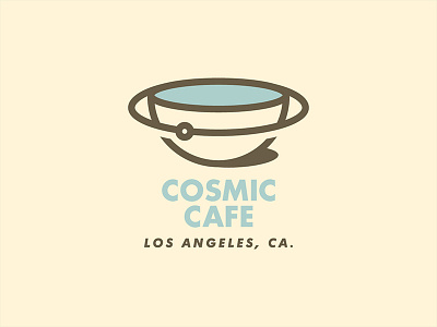 Cosmic Cafe Branding badge branding cafe coffee identity illustration logo planet retro space typography vintage