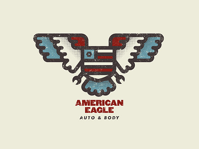 American Eagle Auto & Body american auto branding eagle icon identity illustration logo shield texture typography vintage