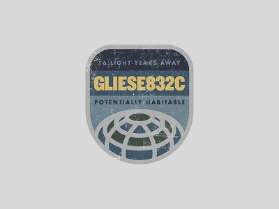 Gliese 832c Planet Badge badge futura icon logo patch planet retro space texture typography universe vintage