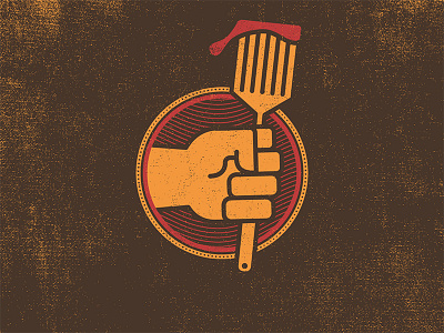 BBQ Badge barbecue bbq hand icon illustration line logo movemeber spatula texture weathered wine