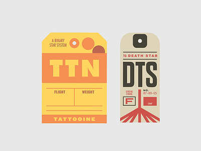 Star Wars Luggage Tags 3 badge branding death star icon illustration luggage star wars tags tattooine travel typography vector