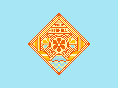 Florida Sticker/Badge badge diamond florida icon line orange patch pattern shirt sticker sun water