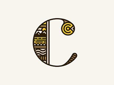 Childish Collective Mark abstract c dropcap gold icon illustration landscape line logo logotype monogram symbol
