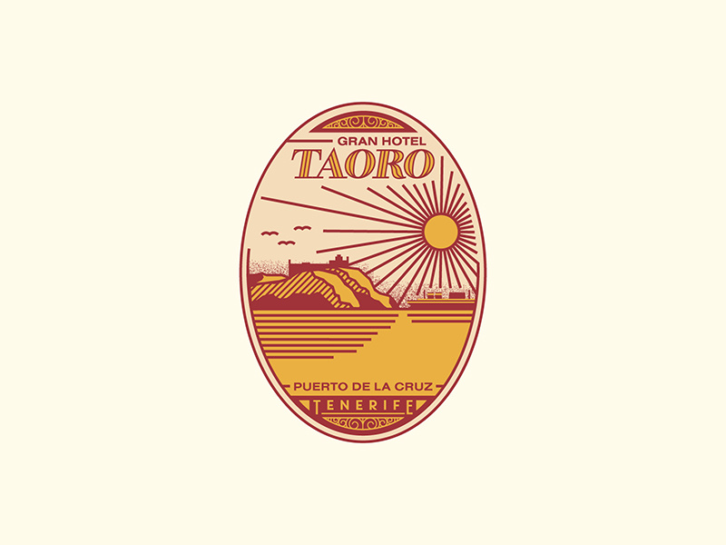 Gran Hotel Taoro logo line icon illustration typography seal badge spain