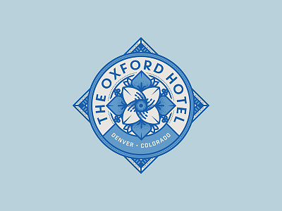 The Oxford Hotel badge flower hotel icon logo patch seal travel typography
