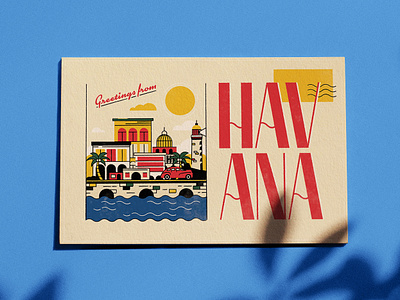 Havana Typeface city cuba download font free havana illustration line old postcard print retro simple typeface vintage