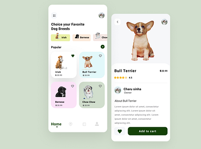 Pet shopping app design font awesome google fonts unsplash