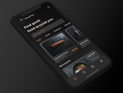 App food app application clean darktheme figma food graphic design interface japan mockup salmon sushi