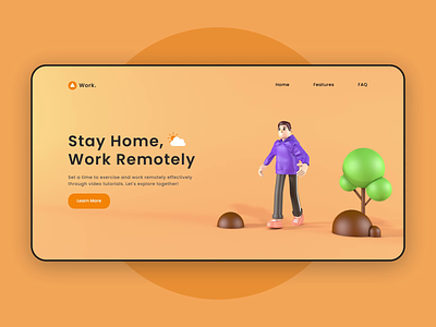 Work from home 3d animation interface motion graphics