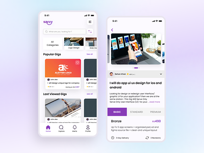 Savvy App (Freelancing platform) 📱 app app design appdesigner concept design inspiration minimal mobileappdesign mobileuidesign uidesign uidesigns uitrend uiux uxdesign