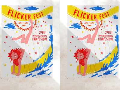 Flicker Festival Poster mock graphicdesign illustration poster poster design promotional design promotional material surfing