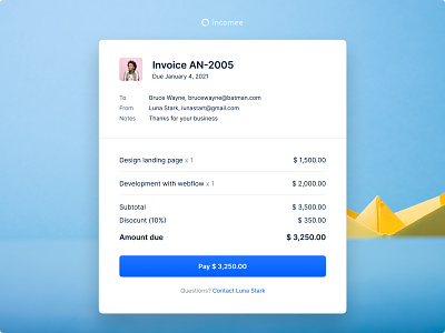 New Invoice Template app blue clean design freelance invoice minimal payment saas ui ux webapp