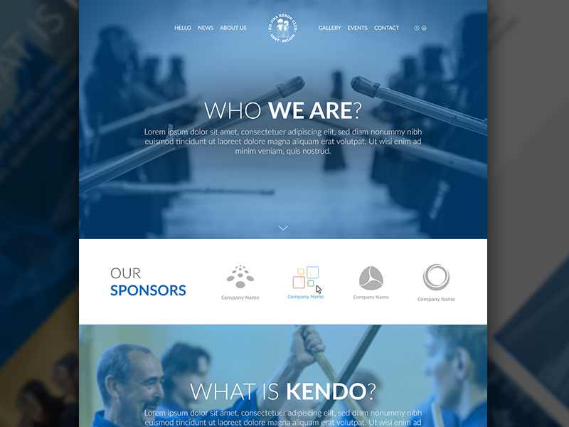 Redesign kojika.be blue clean club design flat homepage kendo layout minimal redesign responsive website