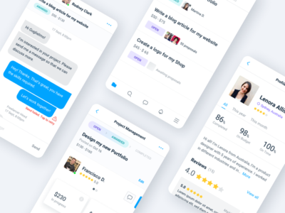 Mobile App - Freelancer® app chat clean flat freelancer ios minimal mobile profile project management ux