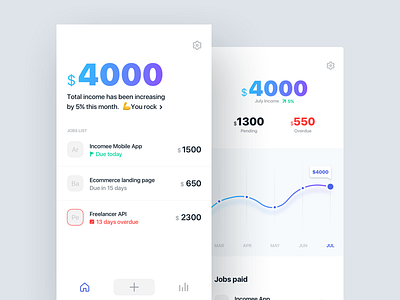 Incomee App app clean earning freelance freelancer income ios minimal tracking