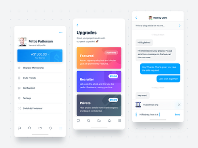 Freelancer Mobile App app blue chat freelancer freelancer.com ios mobile platform upgrades