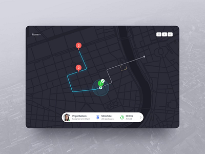 Stuart Pulse - exploration animation app clean dark delivery design experience flat interaction location map minimal principle route tracking ui ux