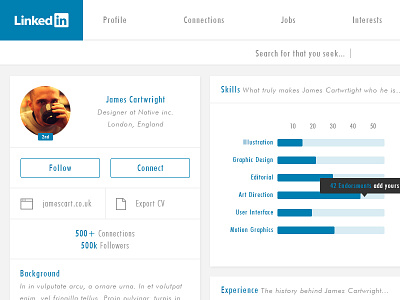 Linkedin Profile Refresh concept interface linkedin profile redesign social ui