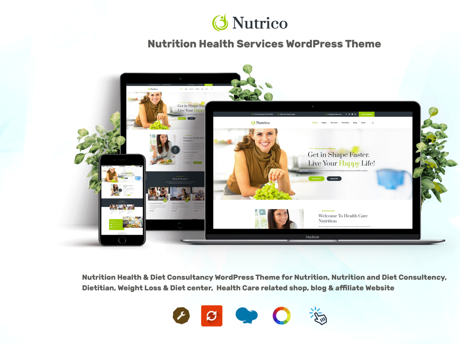 Nutrition Health Services WordPress Theme blog design design ecommerce flexible layouts nutrition nutrition theme responsive web design services ui ux woocommerce wordpress theme