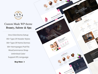 Fyna beauty parlour beauty salon business ecommerce design responsive responsive design spa woocommerce wordpress wordpress theme