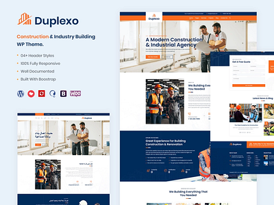 Duplexo – Construction Renovation WordPress Theme business design ecommerce design illustration logo responsive responsive design woocommerce wordpress development wordpress theme