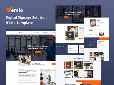 Vemlo - Digital Signage Services HTML Template business design html responsive responsive design sign creators wordpress development wordpress theme