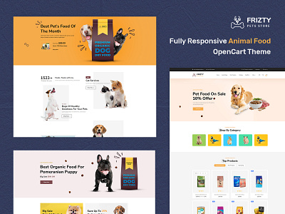 Frizty - Pet Food Store OpenCart Theme html pets ecommerce responsive design seofriendly template uiux veterinary wordpress theme