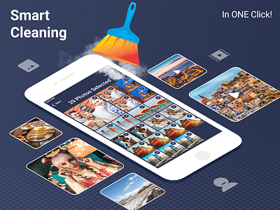 Smart Cleaner App app branding clean cleaner design dublicatephoto graphic design junk junkcleaner powerfulcleaner smartcleaner ui