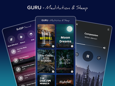 GURU - Meditation & Sleep app clam design graphic design guru logo meditation meditationapp sleep ui