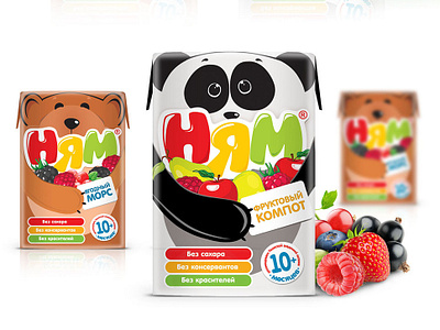Nyam_ juice branding design food illustration logo package package design typography vector verpackung