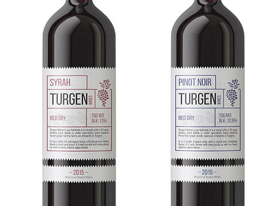 Turgen Wines - Brand Identity & Label branding design food illustration package package design typography vector verpackung wine wine label