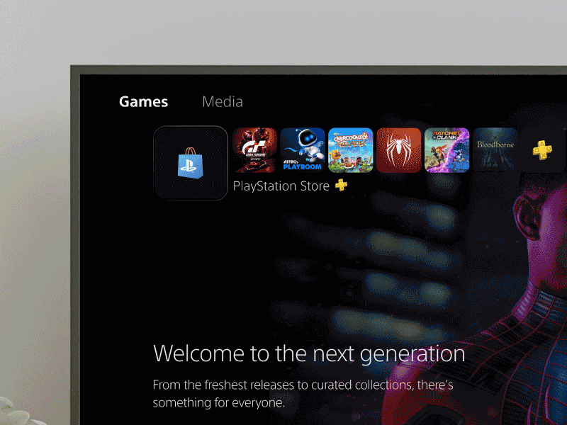 PS5 menu made in Figma animation figma game interactive interactive components menu playstation playstation5 ps5 smart animate