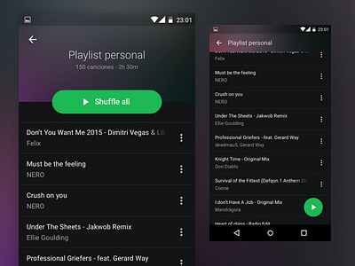 Spotify Android App - Material Design restyle