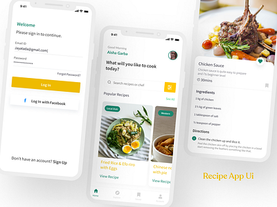 Recipe App Ui appdesign design recipe app ui uidesign uiux