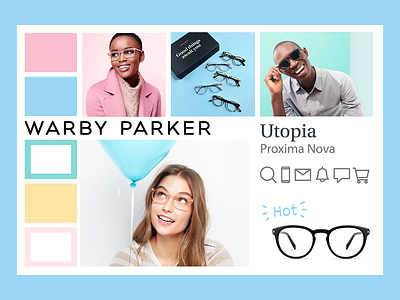 Warby Parker Redesign Mood Board bright colorful glasses mood board pastel redesign warby parker