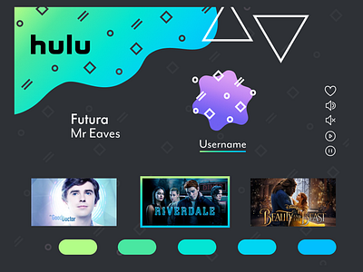 Hulu Redesign Mood Board blob colorful geometry gradient hulu mood board redesign streaming service tv visual design