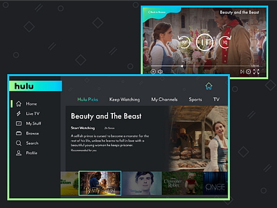 Hulu Redesign for the Nintendo Switch colorful gradient hulu nintendo switch redesign concept streaming service tv and entertainment ui design visual design