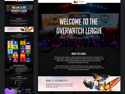 Overwatch League Redesign - About Page about page blizzard blizzard entertainment brand design esports gaming overwatch overwatch league redesign uiux video game visual design web design website