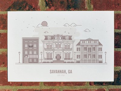 Savannah, GA atl atlanta georgia illustration minimal monochrome savannah simple skyline vector