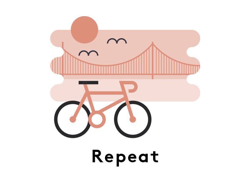 Go, Rest, Repeat animation atl atlanta bed bike camping flat geometric georgia gif illustration solid