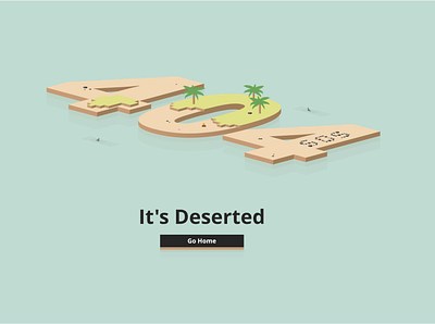 404 Deserted island error flat isometic ui vector web