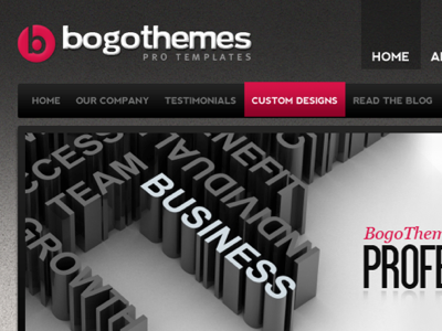 Bogo Business Theme app black design icons interface pink psd themes ui web layout