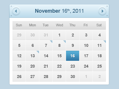 Calendar bar blue boxes calendar container date dates ding elements interface month number pointer shadows ui web wed design year