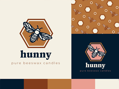 Hunny Candles - Rejected Logo Concept bee branding candle honey honeybee honeycomb logo