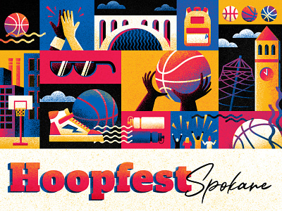 Hoopfest Spokane 3on3 80s basketball hoopfest illustration spokane texture