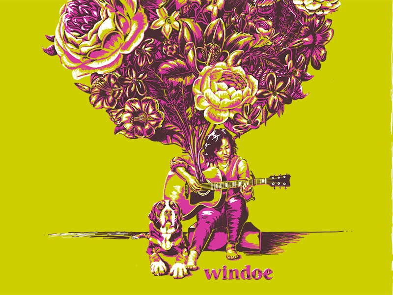 Windoe Poster guitar music flowers illustration poster