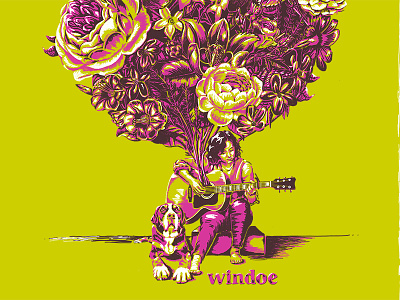 Windoe Poster flowers guitar illustration music poster