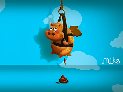 Flying Pig illustration painting psd speed