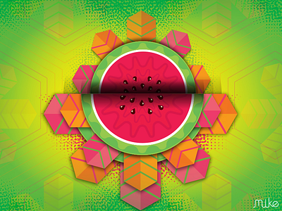 Psychedelic Watermelon art illustration vector